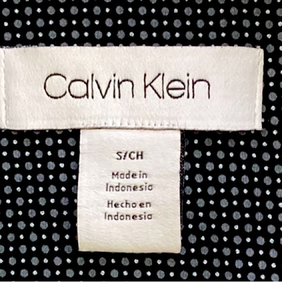 MENS CALVIN KLEIN POLKA DOT LONG SLEEVE DRESS SHIRT NWOT-EXTRA BUTTONS SIZE SM - Picture 5 of 10